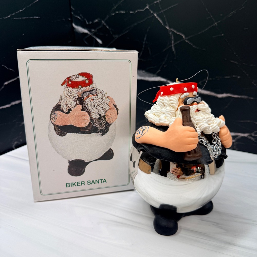 Department 56 Biker Santa Glass Christmas Ornament 18477 Born to be Wild Boxed